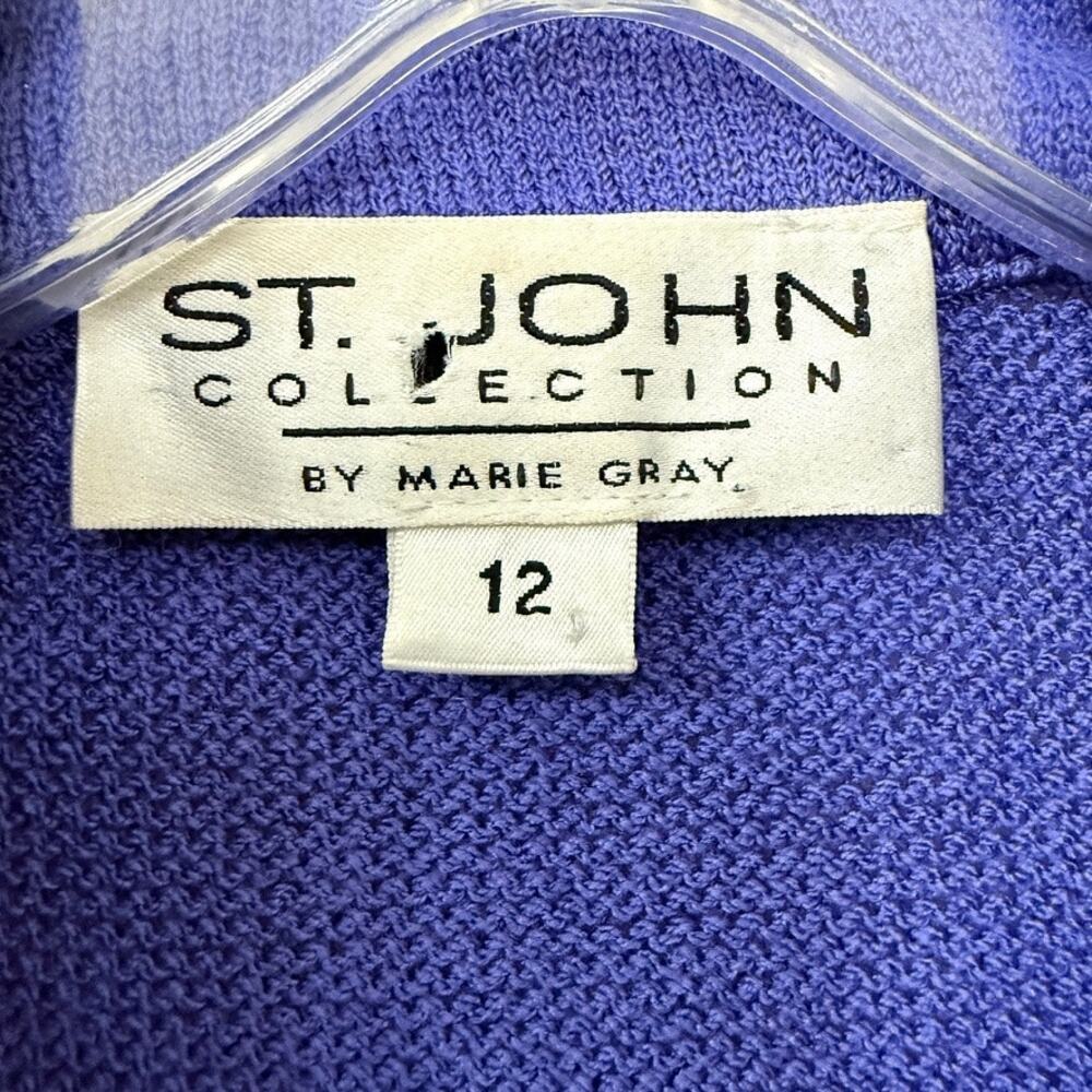 ST. JOHN Collection Knit Skirt Suit Purple Black Trim Designer Luxury Size 12 - Picture 3 of 10